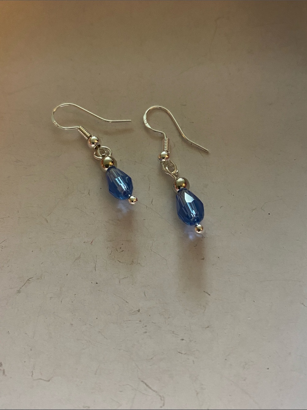 Good Vibes Only Silver with Blue Crystal Drop Earrings!